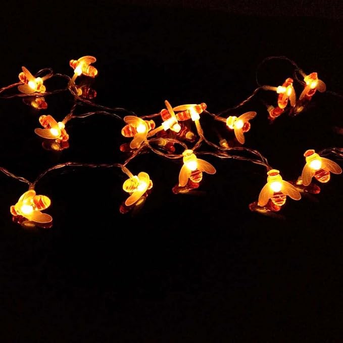 Bee String Lights, 20 LED 7.5Ft Honeybee Battery Power Led String Lights 8 Lighting Mode with Remote Control for Party,Wedding,Xmas,Decoration,Gardens,Patios