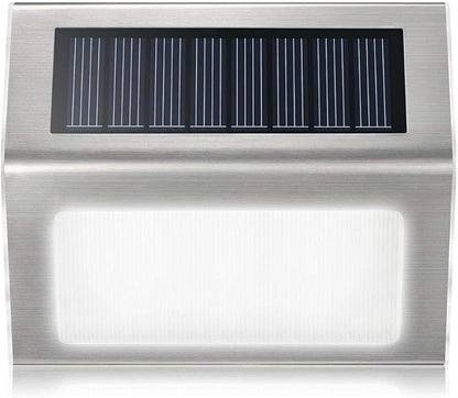 TDA Outdoor Solar Lights, 3 LED Solar Bright Deck Step Light Outdoor Waterproof Stainless Steel Garden Lamp for Deck Posts, Staircase, Porch, Garden, Fence, Path, Patio, Walkway or Driveway (4 Pack)