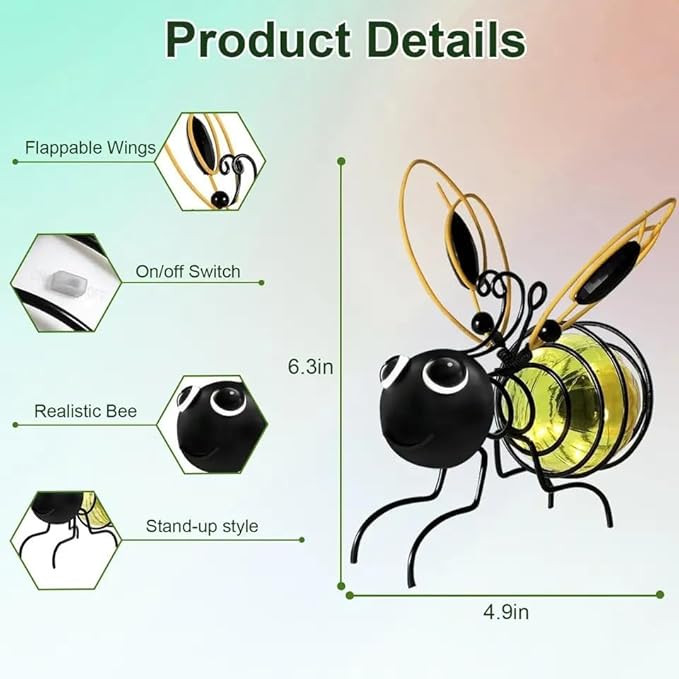 2025 New Solar Bees Lights Outdoor, Solars Bee Simulation Lights, Hanging Bee Solar Garden Light, Waterproof Bumble Bees Solar Light for Party Festivals Garden Decor Birthday Gifts (3PC-Blue)