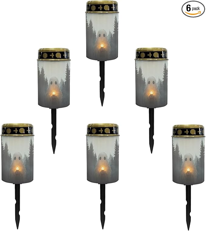 Halloween Solar Garden Lights Outdoor Waterproof Pathway Lights for Yard Patio Walkway Halloween Decoration Solar Stake Lights Outdoor Landscape Lighting-Warm White