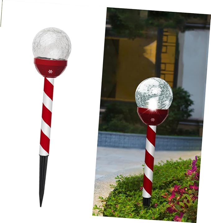GANAZONO Solar Led Christmas Lights Cracked Glass Garden Stake Lamp Landscape Pathway Decor for Yard