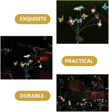 VANZACK 2pcs Butterfly Shape Solar Stake Lights Outdoor Waterproof LED Garden Path Lights Warm White Solar Yard Decorations for Patio and Lawn