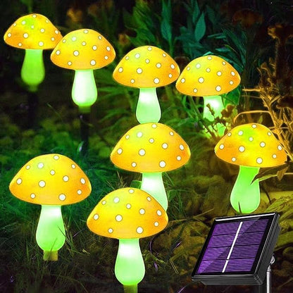Generic Mushroom Solar Lights Outdoor, Waterproof Mushroom Landscape Lights 8 Lighting Modes Mushroom Garden Fairy Lights (Yellow, 3 Pack)
