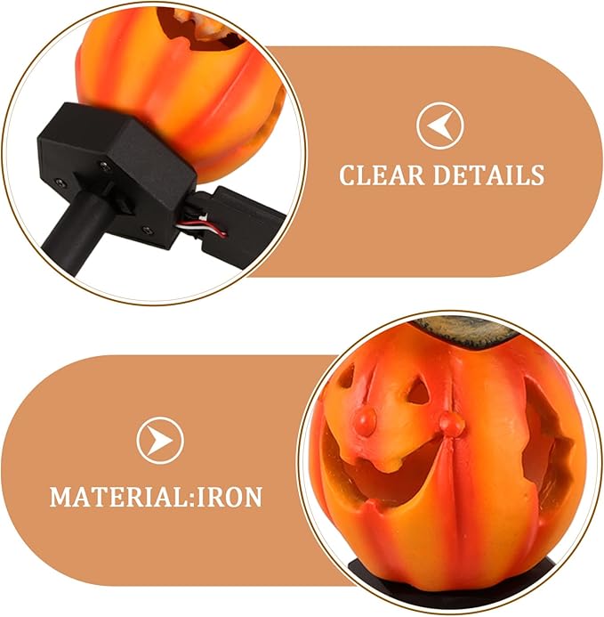 PRETYZOOM Halloween Solar Lantern Pumpkin Light for Garden Decor Pathway Stake Lamp Unique Design for Outdoor Halloween Party and Decoration
