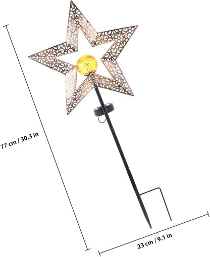 Kichvoe Outdoor Solar Garden Ground Inserting Lamp Iron Craft Hollow-Out Star Landscape Light Solar Powered Yard Path Decorative Stake