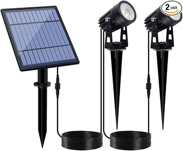 APONUO Metal Solar Spot Lights Outdoor with 9.8ft Cable Solar Powered Landscape Lighting Low Voltage IP65 | Lumora