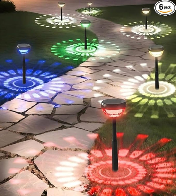 Ensenior Solar Pathway Lights IP65 Waterproof, RGB Color Changing & 3000K Warm White, 8-16Hr Runtime, Flower | Lumora