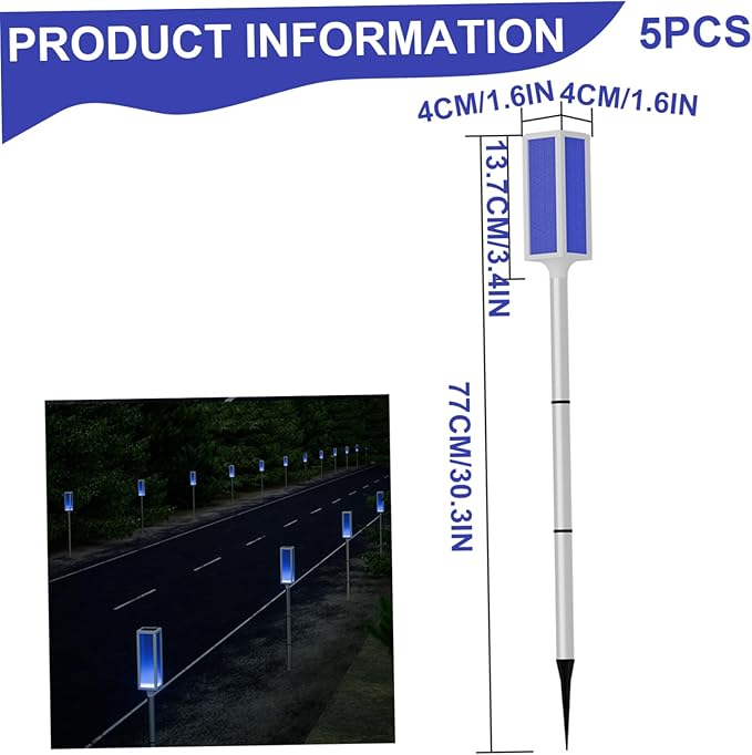 5Pcs Solar Driveway Lights, Waterproof Solar Pathway Lights Outdoor Reflective Road Marker for Deck Sidewalk Stair Step Pathway Driveway, Outdoor, Wal