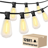 DAYBETTER 120FT Outdoor String Lights Waterproof 60 pcs Warm White LED Bulbs 2700K for Patio, Yard, Garden & | Lumora