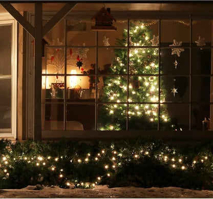 LAMPHOME Christmas Lights 2PACK 150count Mini Clear Lights White Wire Christmas Tree String Lights Set for Outdoor Indoor Christmas Decorations Wedding Valentines Day Decor,UL Certified （31.9ft X2）