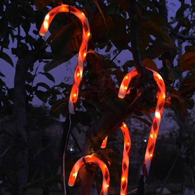 Solar Power Christmas Candy Cane Pathway Lights LED Outdoor Garden Decoration