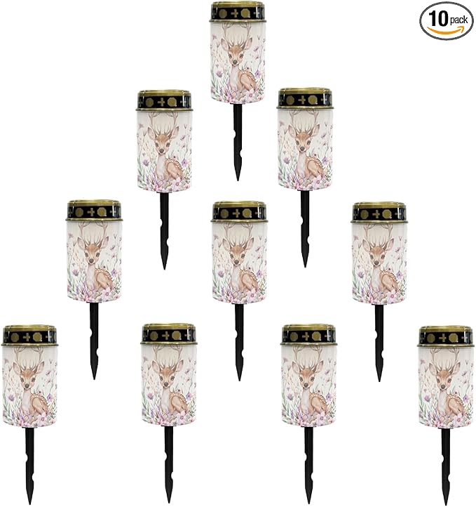 Deer Floral Outdoor Solar Garden Stake Lights,Waterproof Solar Lights for Outdside Lantern Landscape Decorative Lighting for Yard Patio,Wall Lights Auto On & Off