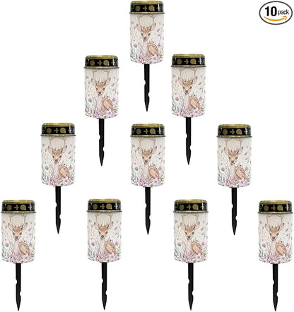 Deer Floral Outdoor Solar Garden Stake Lights,Waterproof Solar Lights for Outdside Lantern Landscape Decorative Lighting for Yard Patio,Wall Lights Auto On & Off