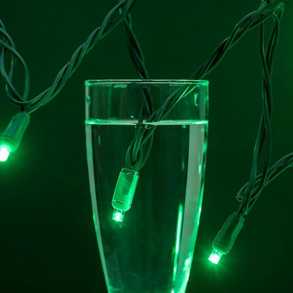 YULETIME Green One-Piece Wide Angle Christmas Lights 140 Count 48 Feet, 2 Sets 70 LED 24 ft High Waterproof 5mm UL Certified String Light (Green)