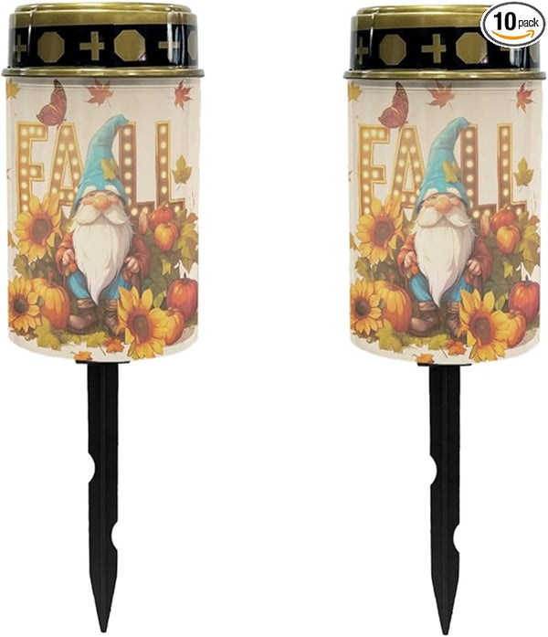 Fall Dwarf Solar Garden Lights Outdoor Thanksgiving Solar Walkway Lights,Pathway Lights Set of 10 Thanksgiving | Lumora