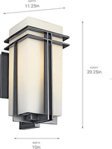 Kichler Tremillo 20.25" Outdoor Wall Sconce Light in Black, Exterior 1-Light Fixture with Satin Etched Cased Opal | Lumora