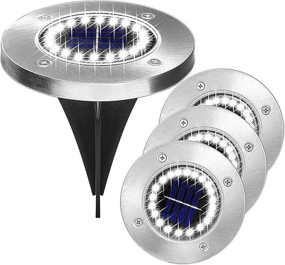 Solar Ground Lights - 20 LED, 12 Pack Outdoor Disk Lights - Waterproof in-Ground Garden Light Set for Pathway, Lawn - Bright Landscape Lighting for Yard, Patio, Walkway