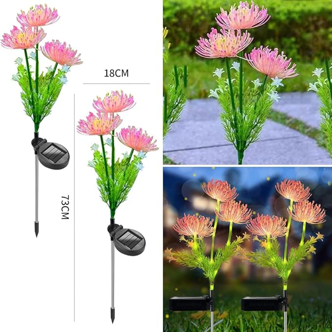 2 Pack LED Solar Flower Decorative Lights, 2-Mode Outdoor Courtyard Atmosphere and Garden Landscape Lights, Wireless Waterproof from Dusk to Dawn, Flower Gift Lamp for Ladies