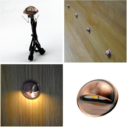 FVTLED Pack of 6 Low Voltage LED Stair Deck Lights kit Φ1.38 Outdoor Garden Yard Decoration Lamp Recessed Landscape Pathway Step Warm White LED Lighting, Red Bronze
