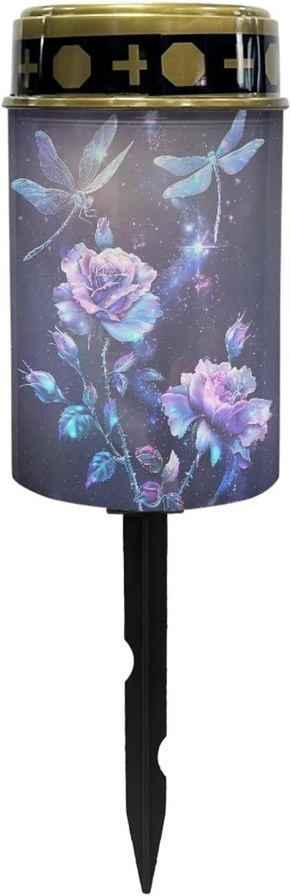 Dragonfly Rose Solar Garden Light Waterproof Solar Light Outdoor LED Solar Light Landscape Path Light for Yard Walkway Driveway Long Lasting