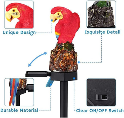 Uonlytech Solar Parrot Garden Light LED Solar Powered Outdoor Yard Lamp Decorative Landscape Light Pathway Patio Driveway