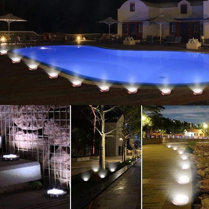 8 LED Solar Ground Lights Solar Powered Disk Lights Outdoor Solar Garden Path Lights for Lawn Pathway Yard Driveway | Lumora