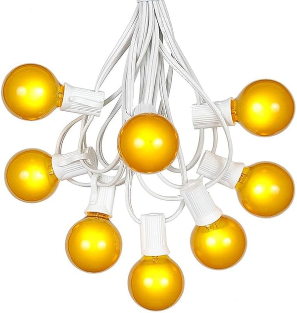 100 Foot G40 Outdoor Patio String Lights with 125 Yellow Globe Bulbs Indoor/Outdoor Cafe Hanging Lights C7/E12 Base | Lumora