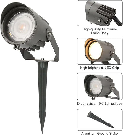Led Landscape Outdoor Spot Light with Anti-glare Cap - Heavy Duty Waterproof IP67 120V Accent Light 270⁰ Adjustable Mount, 3000K Thickened Aluminum Spotlight for Bldg Yard Garden Tree (48 Watts)