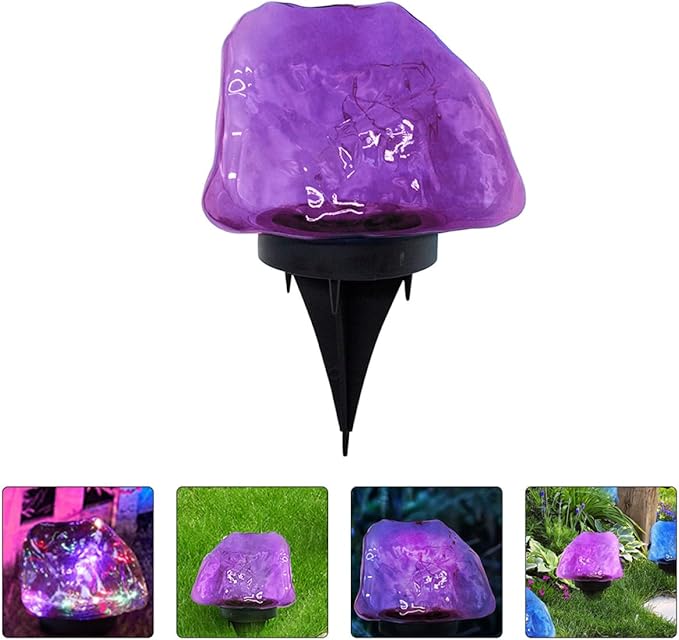 DOITOOL Solar Stone Design Outdoor LED Buried Ground Lamp Waterproof Yard Landscape Light Purple Garden Solar | Lumora