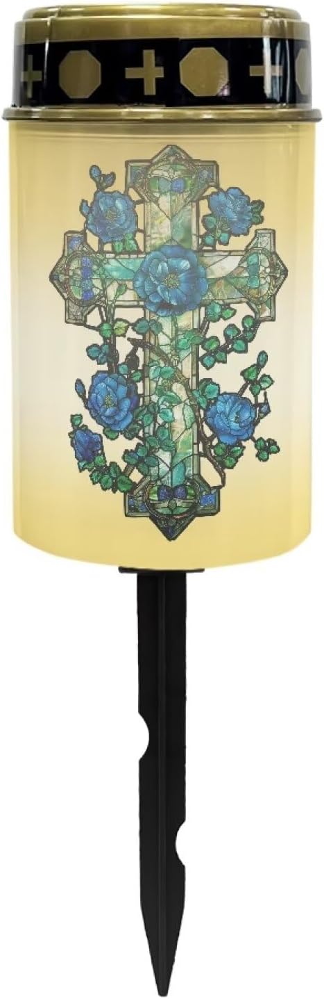 Vine Cross Solar Garden Stake Lights Waterproof Solar Pathway Lights Decorative Memorial Lights Landscape Lighting Yard Lawn Grave Cemetery Decoration