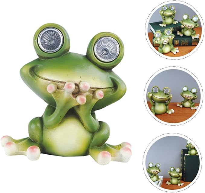 BESPORTBLE Frog Decorative Outdoor Solar Light Resin Craft Ornament Garden Landscape Lamp Easy Install Solar Pathway Lights