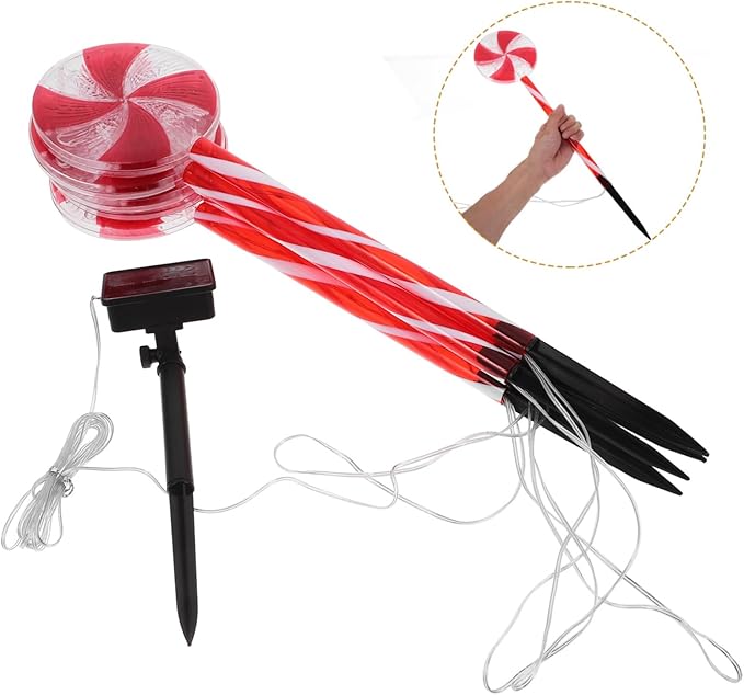 1set Solar Powered Candy Cane Pathway Lights Lollipop Design for Outdoor Christmas Decoration Charming Solar | Lumora