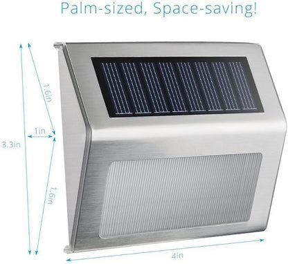 TDA Outdoor Solar Lights, 3 LED Solar Bright Deck Step Light Outdoor Waterproof Stainless Steel Garden Lamp for Deck Posts, Staircase, Porch, Garden, Fence, Path, Patio, Walkway or Driveway (4 Pack)