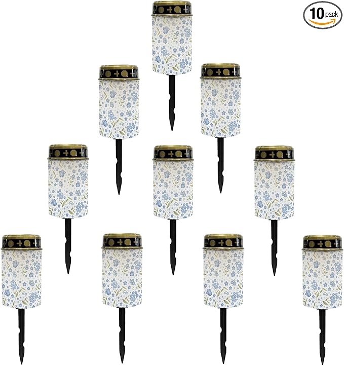 Blue Floral Solar Garden Stake Lights Outdoor Pathway Lights Landscape Lighting LED Solar Lantern,Solar Powered Fairy Lights for Outside Warm White Stoplight,Wall Lights Auto On/Off