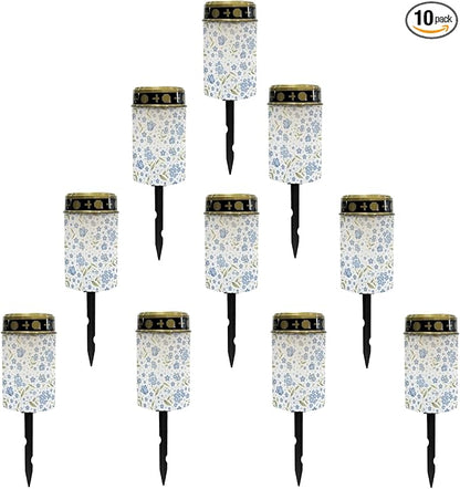 Blue Floral Solar Garden Stake Lights Outdoor Pathway Lights Landscape Lighting LED Solar Lantern,Solar Powered Fairy Lights for Outside Warm White Stoplight,Wall Lights Auto On/Off
