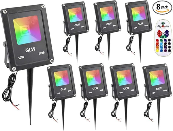 10W Low Voltage Landscape Lighting RGB Color Changing LED Landscape Lights Remote Control Waterproof Garden Patio | Lumora