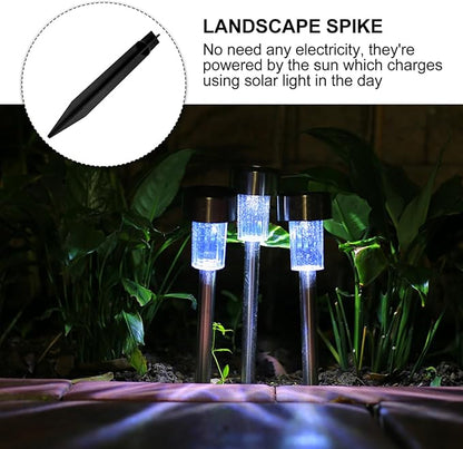Veemoon 5pcs Solar Power Lawn Lamp Ground Plugs Landscape Spike Lights Black Plastic Garden Stakes for Walkways Driveways Outdoor Decoration