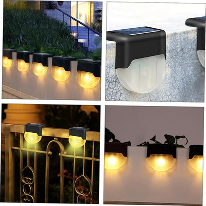 Lurrose 4pcs Solar Stair Lights Outdoor Led Step Lamps Solar Garden Path Lights Weatherproof Energy-Saving No Wiring Easy Install
