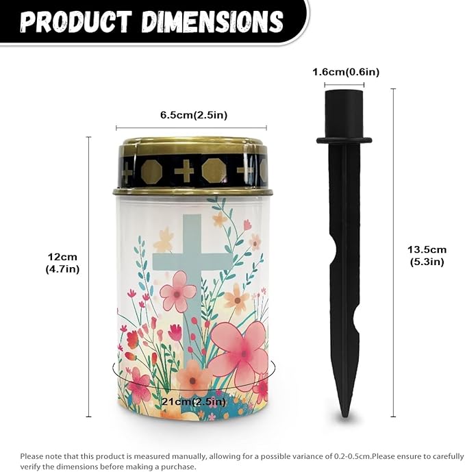 Floral Solar Lights Outdoor Waterproof Cross Cemetery Solar Lights for Grave Lighting Decorations for Cemetery Mom