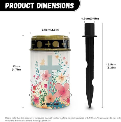 Floral Solar Lights Outdoor Waterproof Cross Cemetery Solar Lights for Grave Lighting Decorations for Cemetery Mom