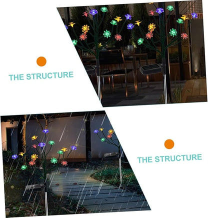 balacoo 2pcs Lotus Tree Branches Lights Solar Pathway Garden Decor High Brightness Rainproof Energy Saving