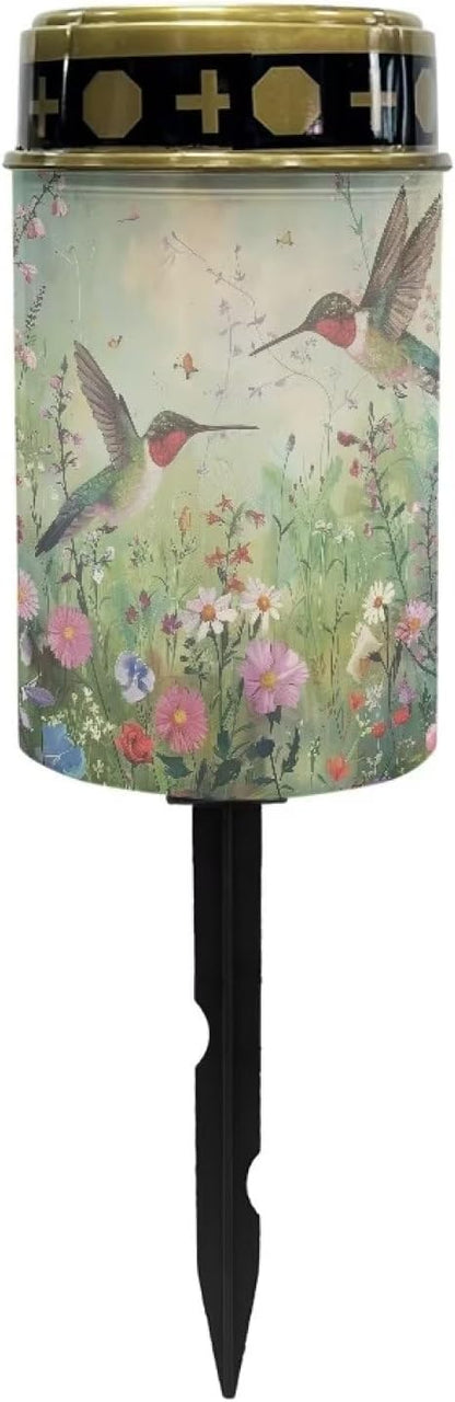 Hummingbird Cemetery Solar Lights Floral Solar Pathway Lights Landscape Solar Path Lights Solar Lights Outdoor Garden Cemetery Grave Decorations
