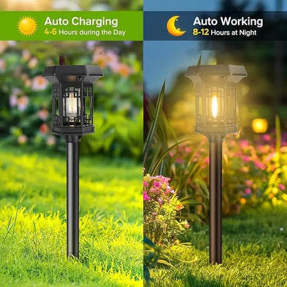 2Pack Solar Pathway Lights Outdoor，LED Solar Garden Lights Waterproof IP44 Outdoor Solar Lights for Yard Path Lawn Walkway Driveway Backyard