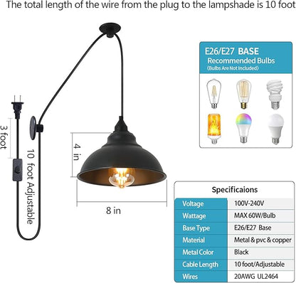 Plug in Pendant Light Fixtures Hanging Lamp Shades Hanging Light with Plug in Cord Black Light Corner Hanging Lamp Pendant Lights Hanging Lamps That Plug Into Wall Outlet Ma625