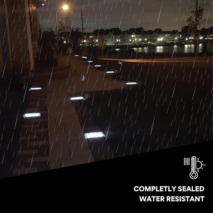 Cold White 6x9 Solar Paver Lights, Decor Pavement, DIY, +24h Lights on, Rechargeable Battery, Strength Polymer, vehicular Traffic and Water Resistent, Perfect for Sidewalk, Driveway, Pool Deck&More