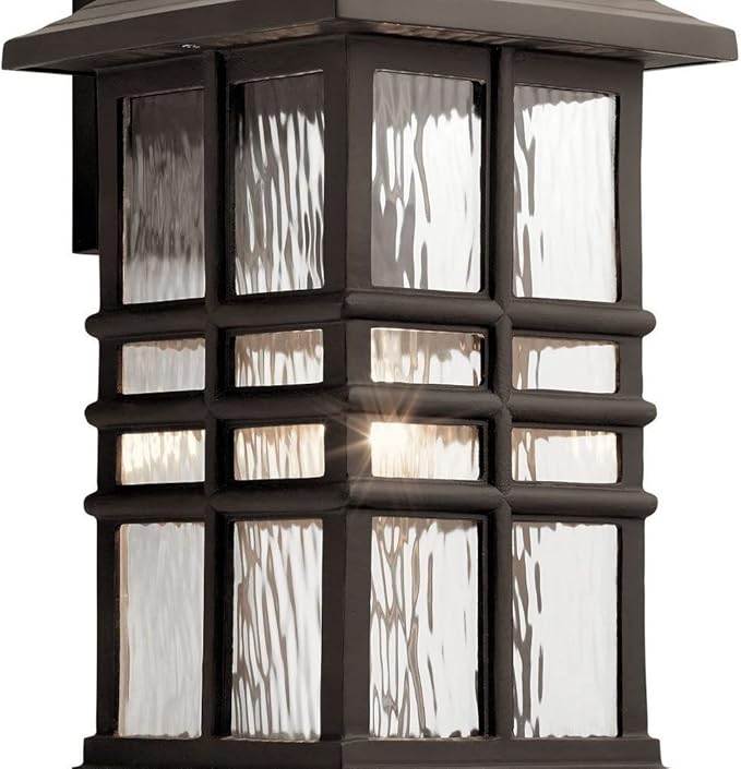Kichler Beacon Square 17.5" 1 Light Outdoor Wall Light with Clear Hammered Glass in White | Lumora
