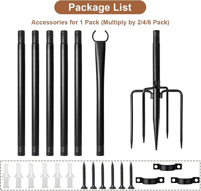 4 Pack Heavy-Duty String Light Poles for Outside with Fork, Adjustable Lighting Hanging Post Accessories for Patio | Lumora