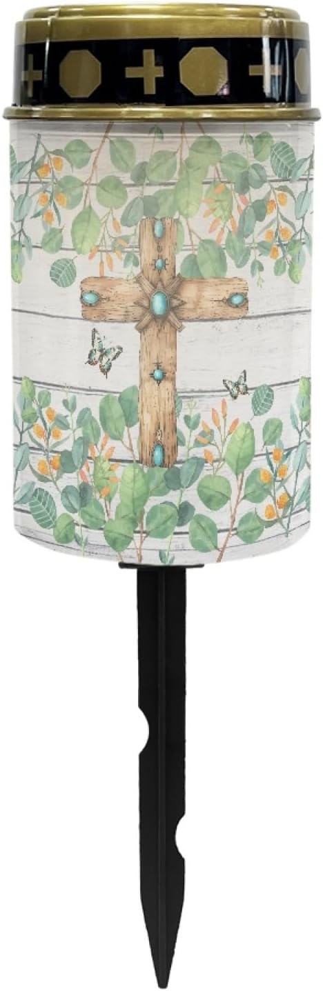 Cross Leaves Cemetery Lights for Grave,Solar Pathway Lights Outdoor Waterproof Garden Lights Solar Garden Lights Powered for Outside Landscape Lighting Stoplights,Wall Light Auto On/Off