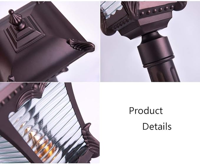 Lights Outdoor Anti-Rust Gold Outdoor Retro Glass Garden Pillar Light European Antique IP55 Waterproof Lawn Post Light Courtyard Street Landscape Decorative Column Lamp E27 Edison Stadium