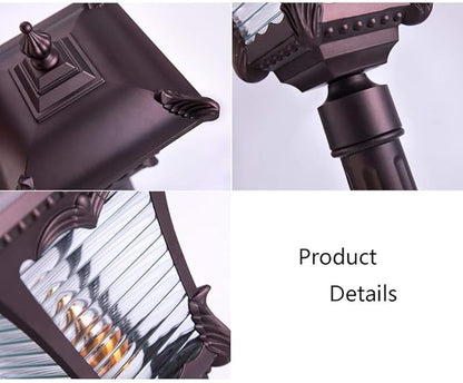 Lights Outdoor Anti-Rust Gold Outdoor Retro Glass Garden Pillar Light European Antique IP55 Waterproof Lawn Post Light Courtyard Street Landscape Decorative Column Lamp E27 Edison Stadium